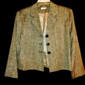 Women's Ann May Short Blazer 100% Woven Silk Size 8 Neutral Minimalist